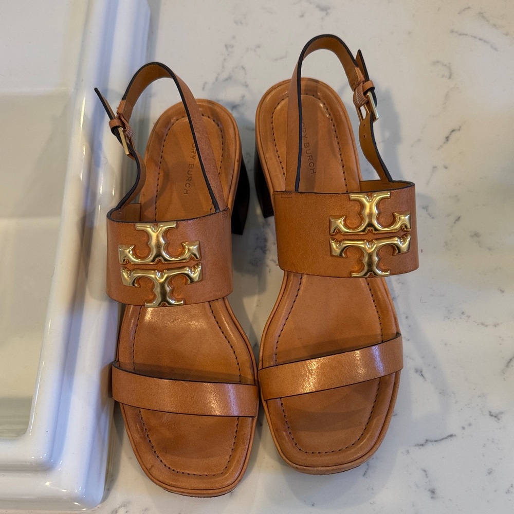 Tory Burch Brown Sandals with Gold Details